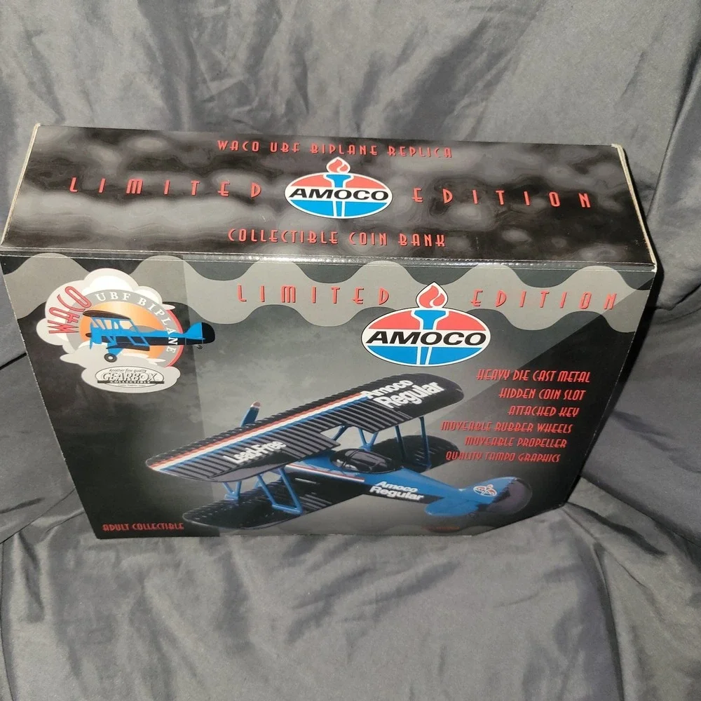 GEARBOX WACO UBF Airplane AMOCO Limited Edition Die-Cast Coin Bank NEW